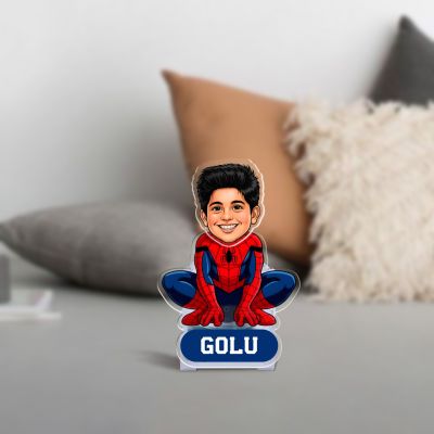 Personalized Spiderman Theme Bobblehead Caricature with Shaking Head for Car Dashboard & Tabletop Decor Custom with Funny Face & Name Birthday Return Gift